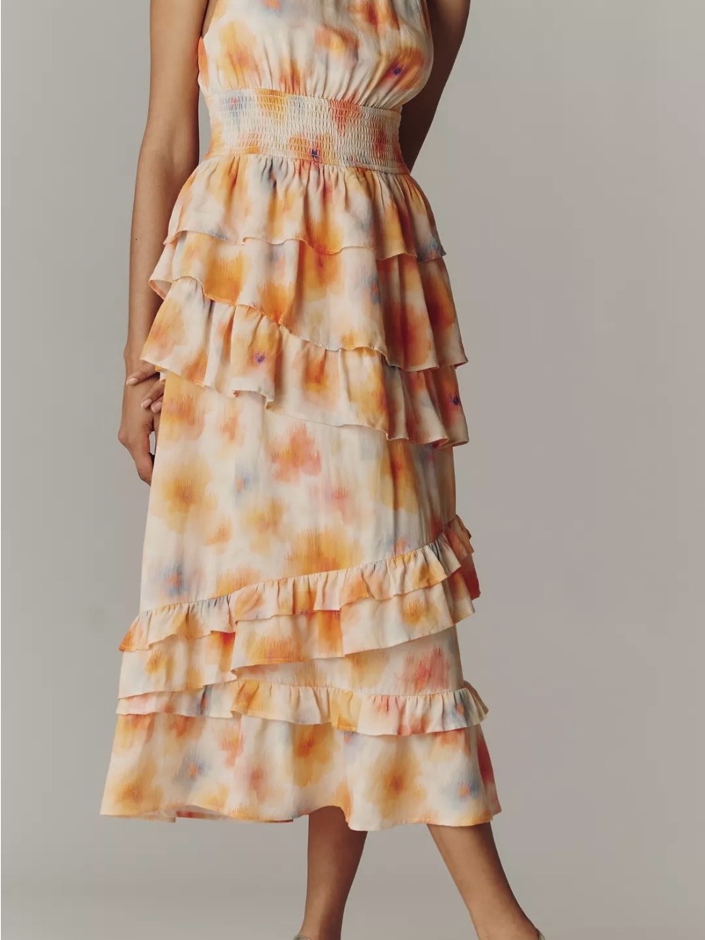 Anthropologie Tiered Ruffle Dress Size S